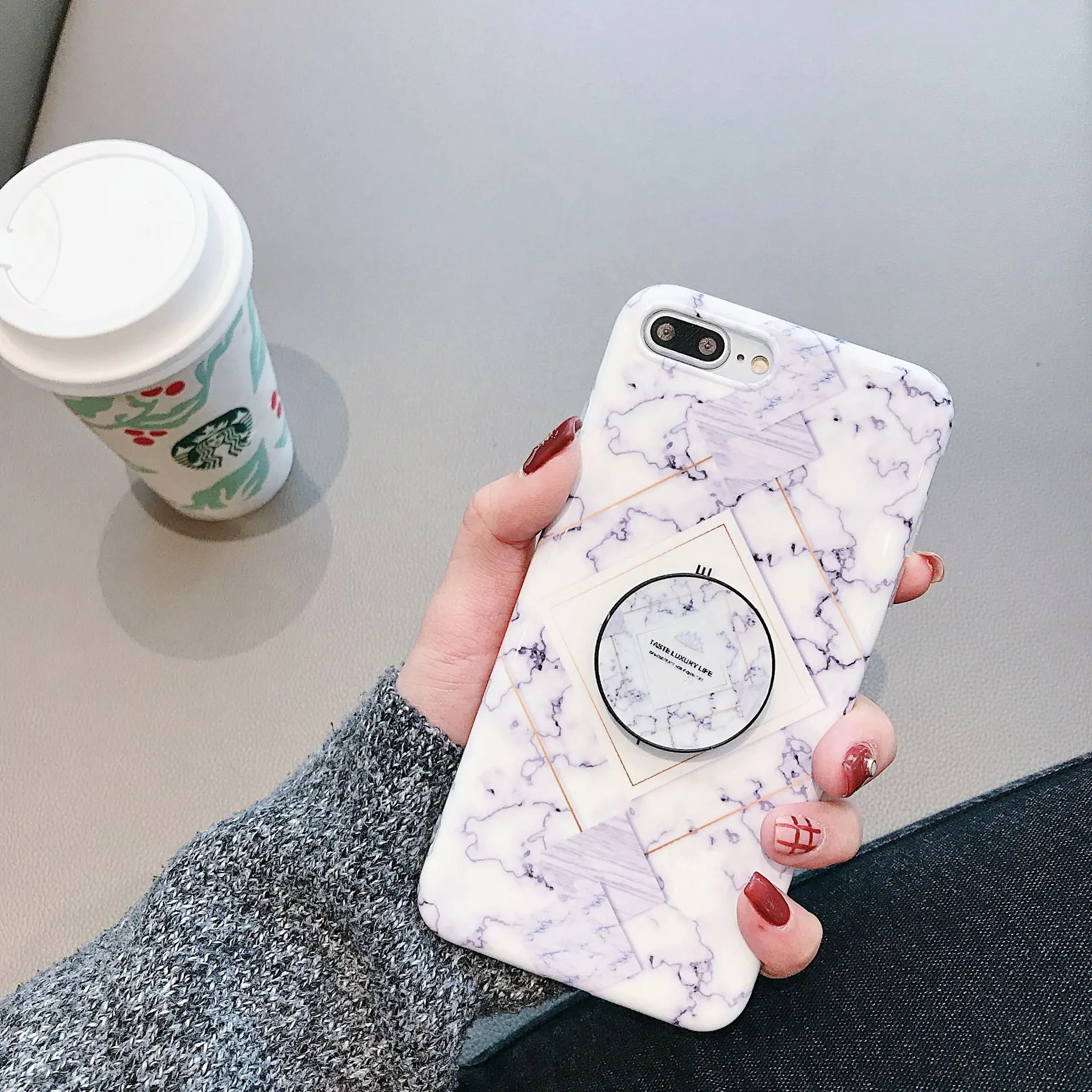 LoliHippo мягкий силиконовый мраморный чехол для iPhone x 7 8 6 S Plus Grip Holder Прекрасный