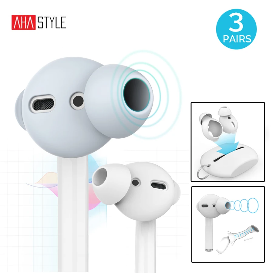 

3 Pairs for AirPods 2 Earbuds Cover Case Anti-slip In-ear Eartips Caps + Earhook Storage Pouch for Apple Airpods 2 Accessories