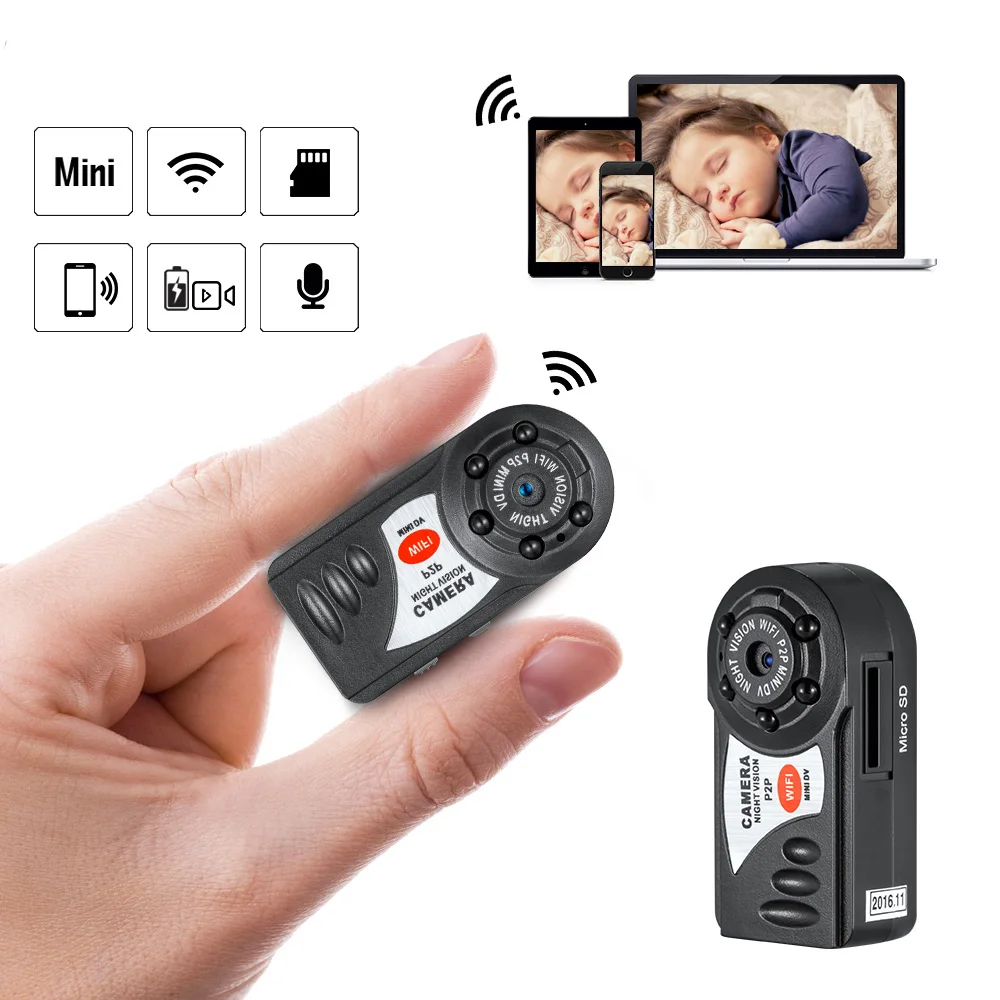 

HD Q7 Mini Camera Wifi Infrared Night Vision Small Camera DV DVR Wireless IP Cam Video Camcorder Recorder Support TF Card