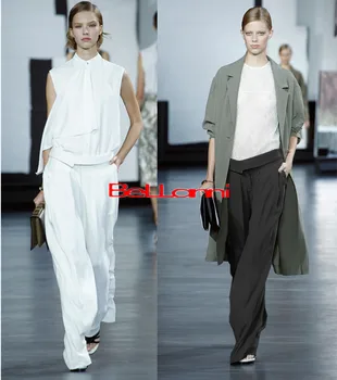 

Longer Size Can fit 160cm -200cm height flare pants 2020 new Fashion brand England style Pleated was thin trousers WQ04