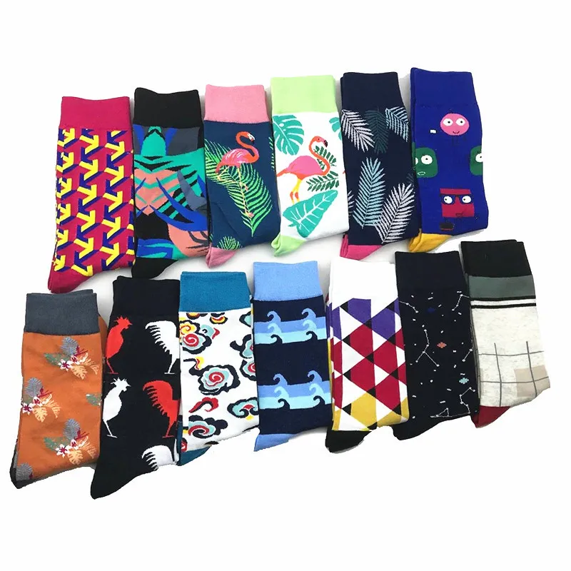 

2018 autumn and winter new men's socks explosion models flamingo cartoon animals color men and women couple socks