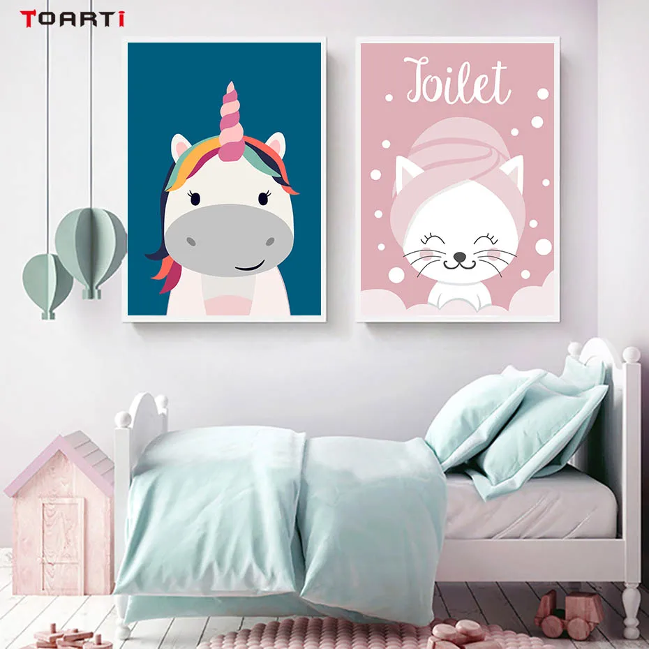 Cute Cartoon Unicorn Cat Portrait Wall Art Modern Fantasy Posters&Prints For Kids Room Nursery Wall Picture Decor Christmas Gift (4)