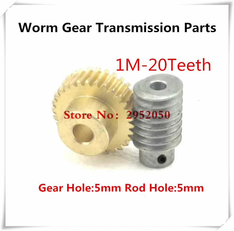 

Free shipping 1lot 1M-20T Reduction Ratio:1:20 Copper Worm Gear Reducer Transmission Parts Gear Hole:5mm Rod Hole:5mm