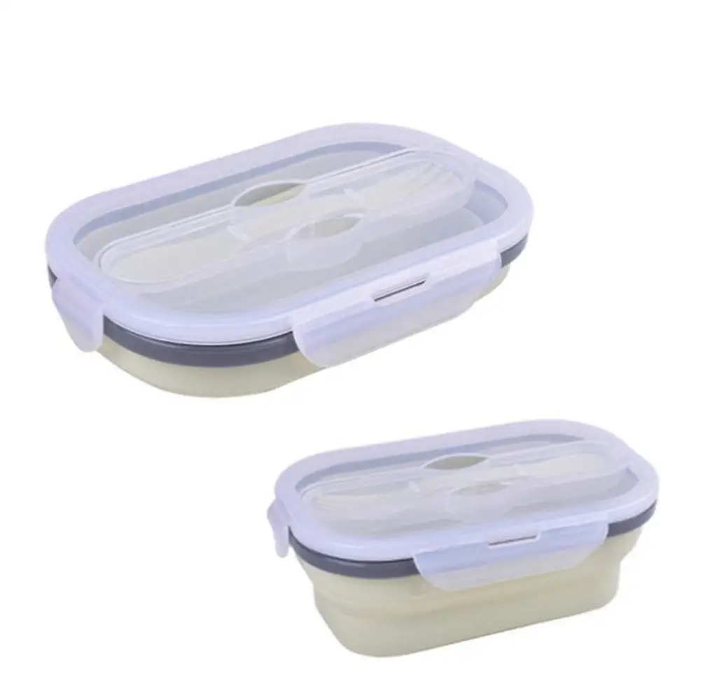 Складные силиконовые контейнеры для хранения еды Bento коробки силиконовый контейнер для микроволновки Bento Контейнер в холодильник посуда - Цвет: Green