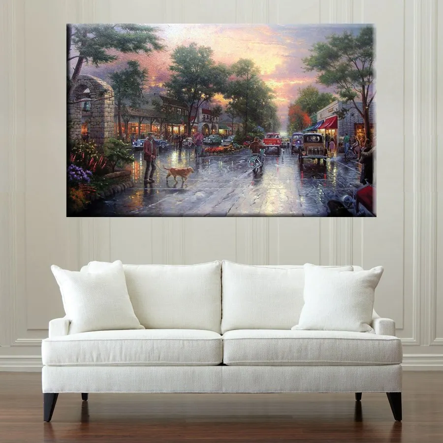 The Dusk Cityscape Canvas Painting for Living Room Wall Decor Landscape