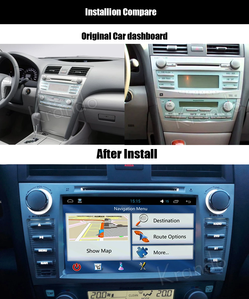 Excellent Krando Android 9.0 8" car dvd player for toyota camry 2007-2011 radio gps multimedia navigation system wifi 3g bt playstore dab+ 2