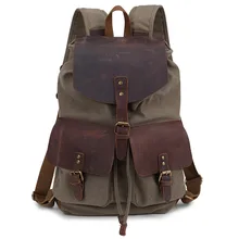 2016Fashion style Men’s leather canvas bags Backpack leather bag