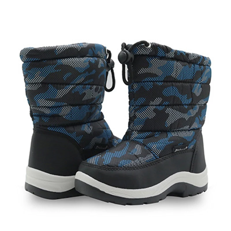 2018 Winter Boys Camouflage Snow Boots Rubber Anti slip Plush Warm