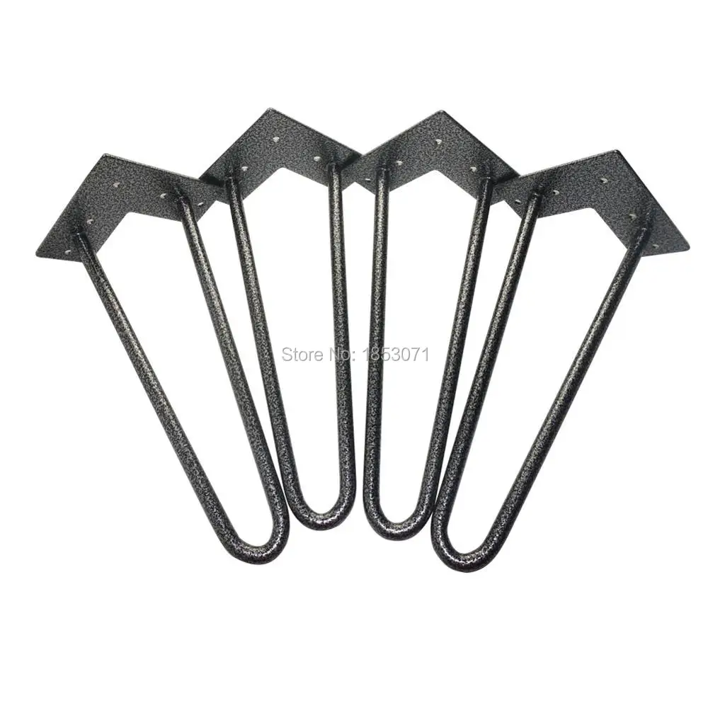 12" steel hairpin legs black granite 1/2" steel rods set