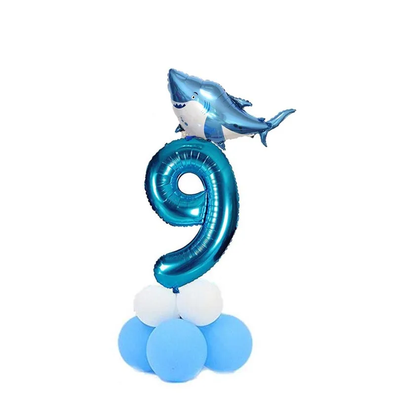 8-сезона детский наряд для дня рождения с изображением акулы вечерние удивительные акулы или тематического дня рождения игрушки шары море океан животных игрушки шары Baby Shower сувениры - Цвет: Темно-серый