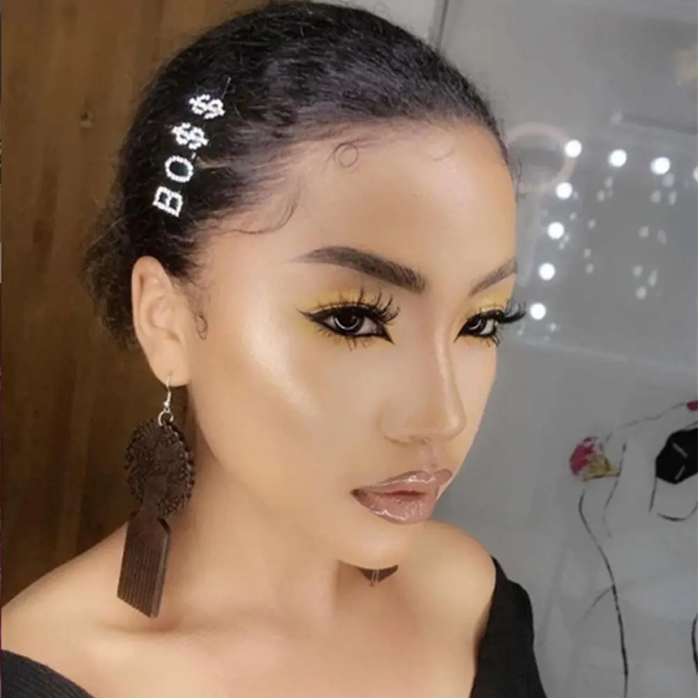 StoneFans новейшие стразы заколка для волос с надписью Уникальный знак женщин