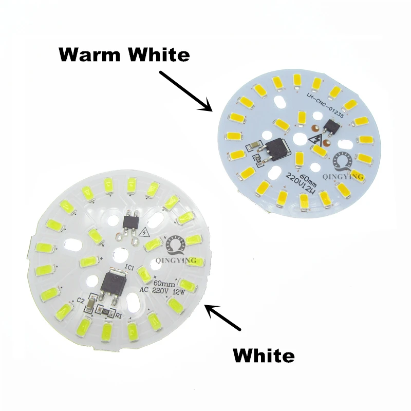 10 шт., 3 Вт, 5 Вт, 7 Вт, 10 Вт, 12 Вт, 15 Вт, 18 Вт, 24 Вт, ac 220 В, светодиодный pcb SMD5730, интегрированный ic драйвер, белый/теплый белый светильник, светодиодный источник лампы