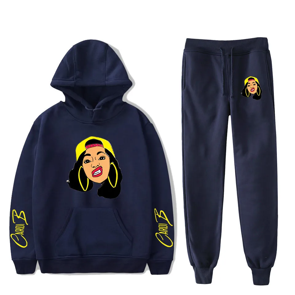 Cardi B новая одежда для женщин и мужчин весенняя одежда спортивный костюм горячая Распродажа монолитные толстовки с длинными рукавами принт Kpops Plus