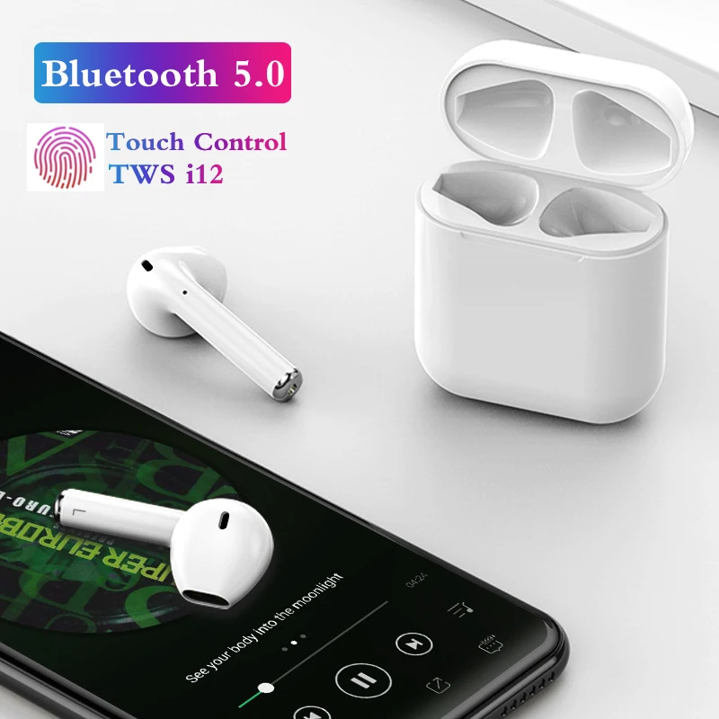 

TWS i12 Bluetooth Earphone Ture Wireless Eadbuds Bluetooth 5.0 Touch Earpieces With Charging Box For Iphone Android Mini Air Pod