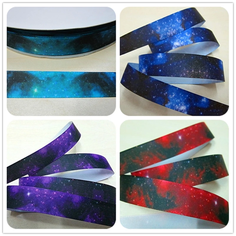 

10 yards lot 7/8inch 22mm galaxy grosgrain ribbon printed ribbon
