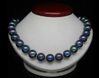 

HOT SALE NATURAL 9-10 MM TAHITIAN BLACK BLUE PEARL NECKLACE 18" 36"