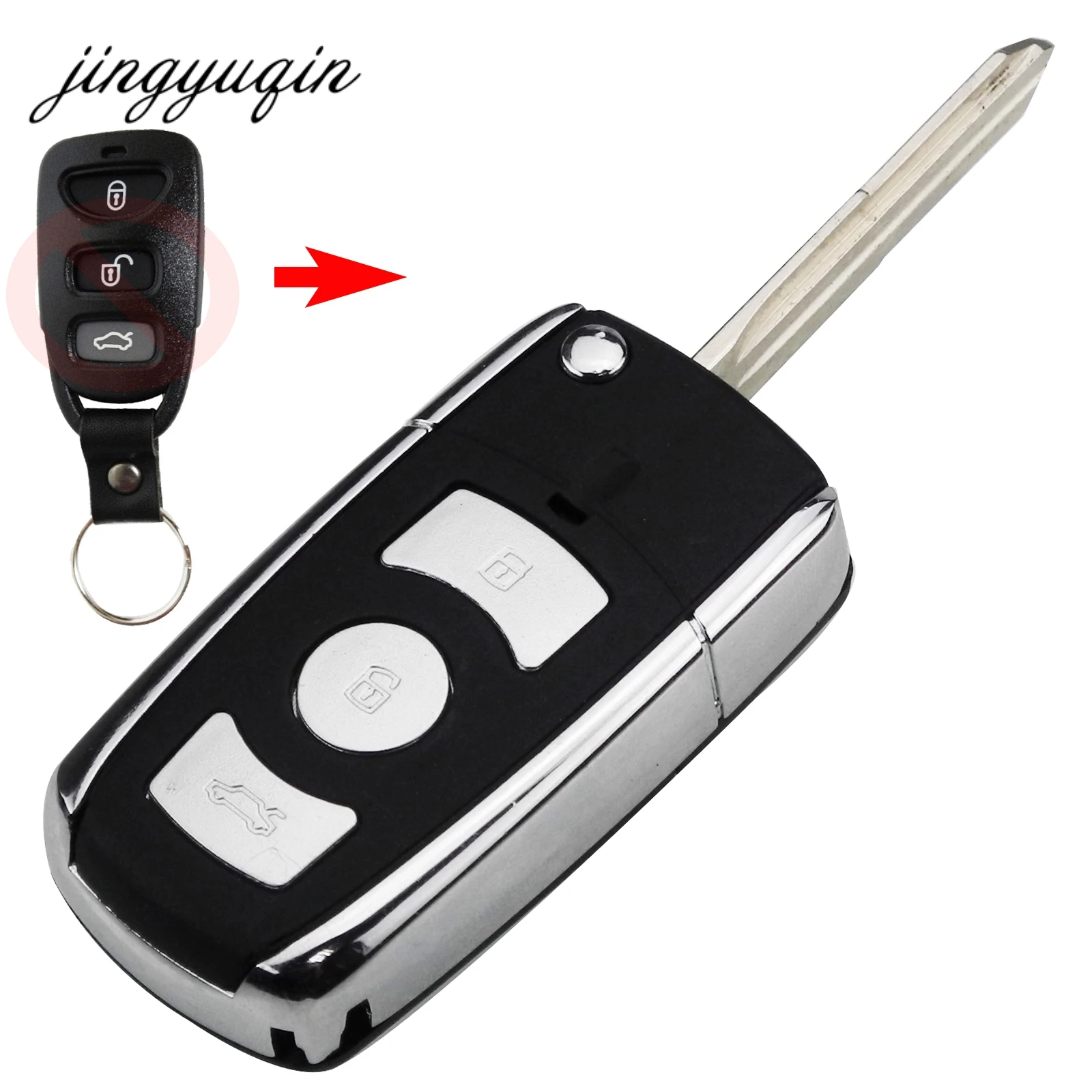3 Buttons Remote Flip Folding Key Shell Case Cover Fit For Hyundai Sonata 3B