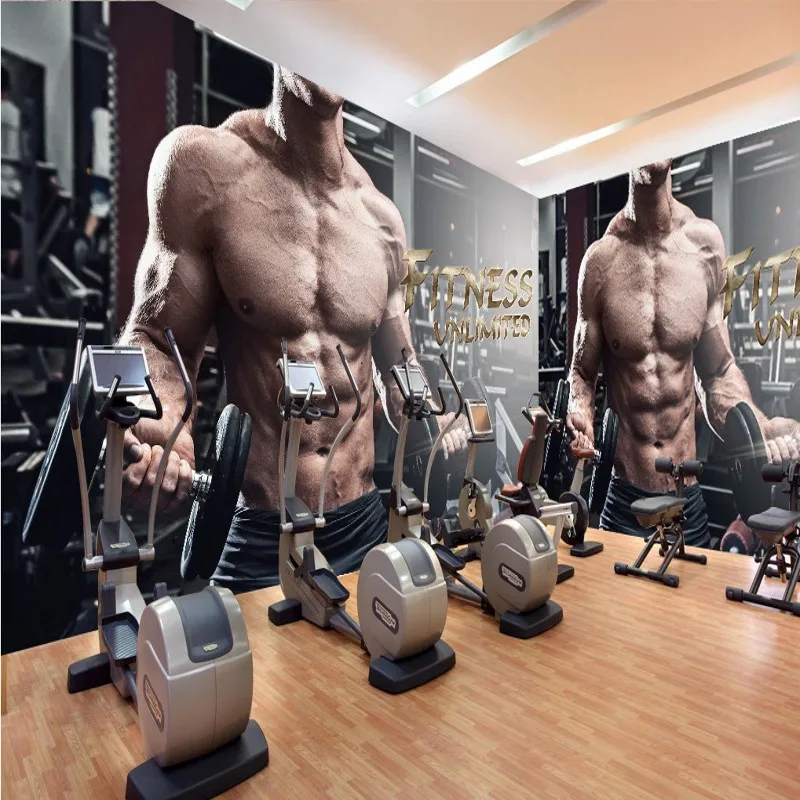 

custom wall mural Custom 3D stereo personality creative handsome gym Yoga American Mural Backdrop Fitness Wallpaper