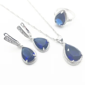 

Natural Mystic Zircon 925 Logo Silver Color Jewelry Set For Women Wedding Earrings/Pendant/Necklace/Rings