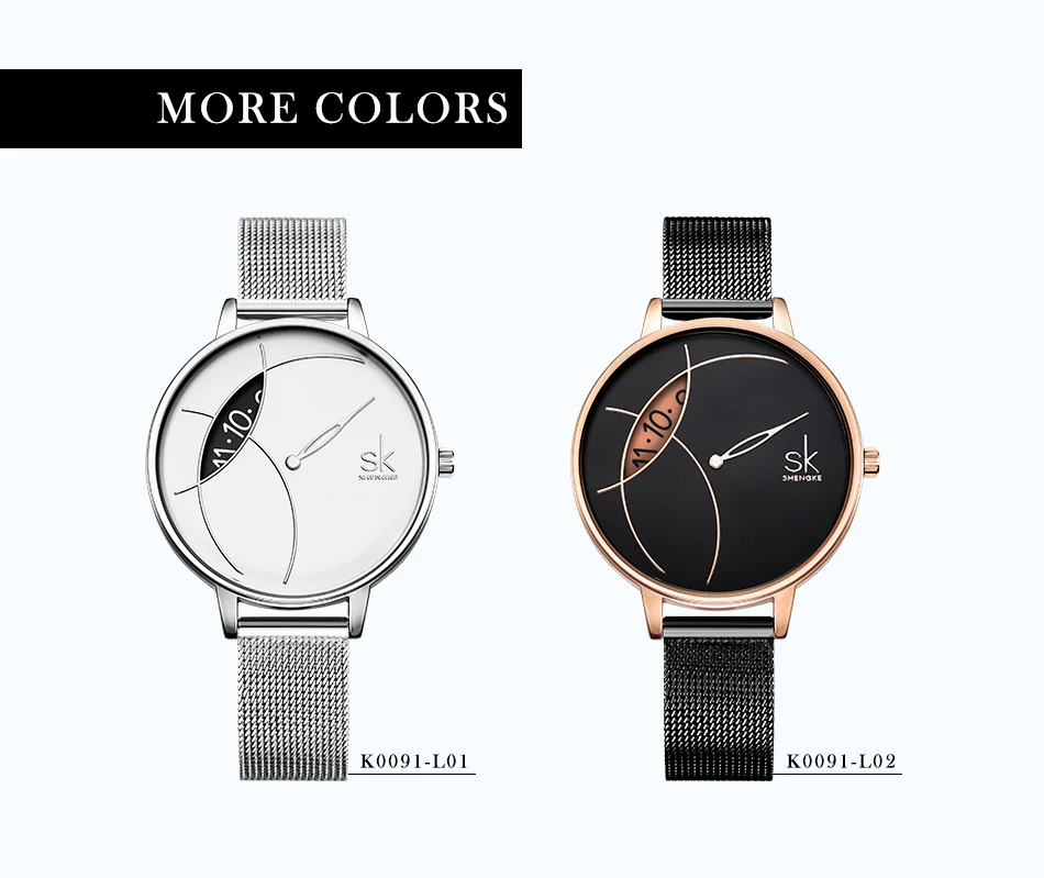 Shengke креативные женские часы черные женские кварцевые часы из нержавеющей стали Reloj Mujer SK женские часы с браслетом# K0091