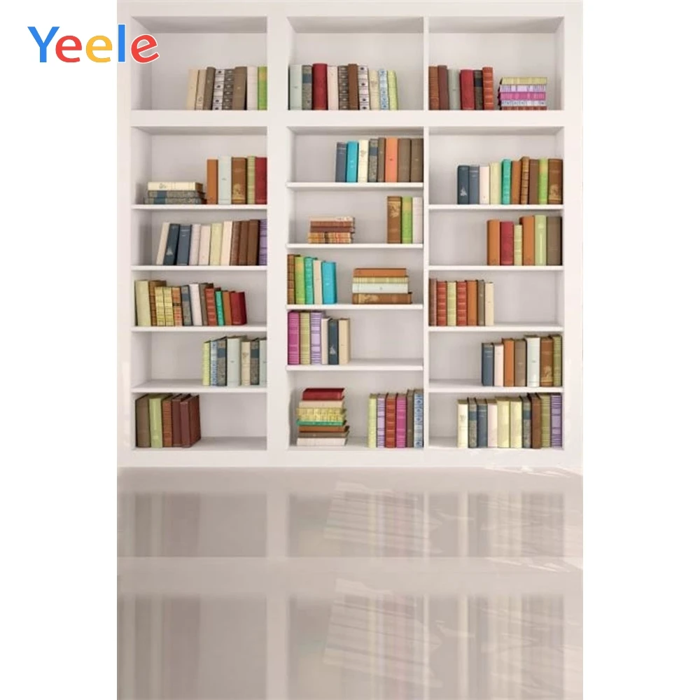 Виниловый фон для фотосъемки Yeele с изображением книжной полки и пола