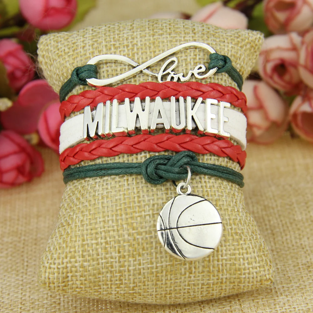 Infinity Love Milwaukee Football Team Bracelet Black red golden Sports Fulfill | Украшения и аксессуары
