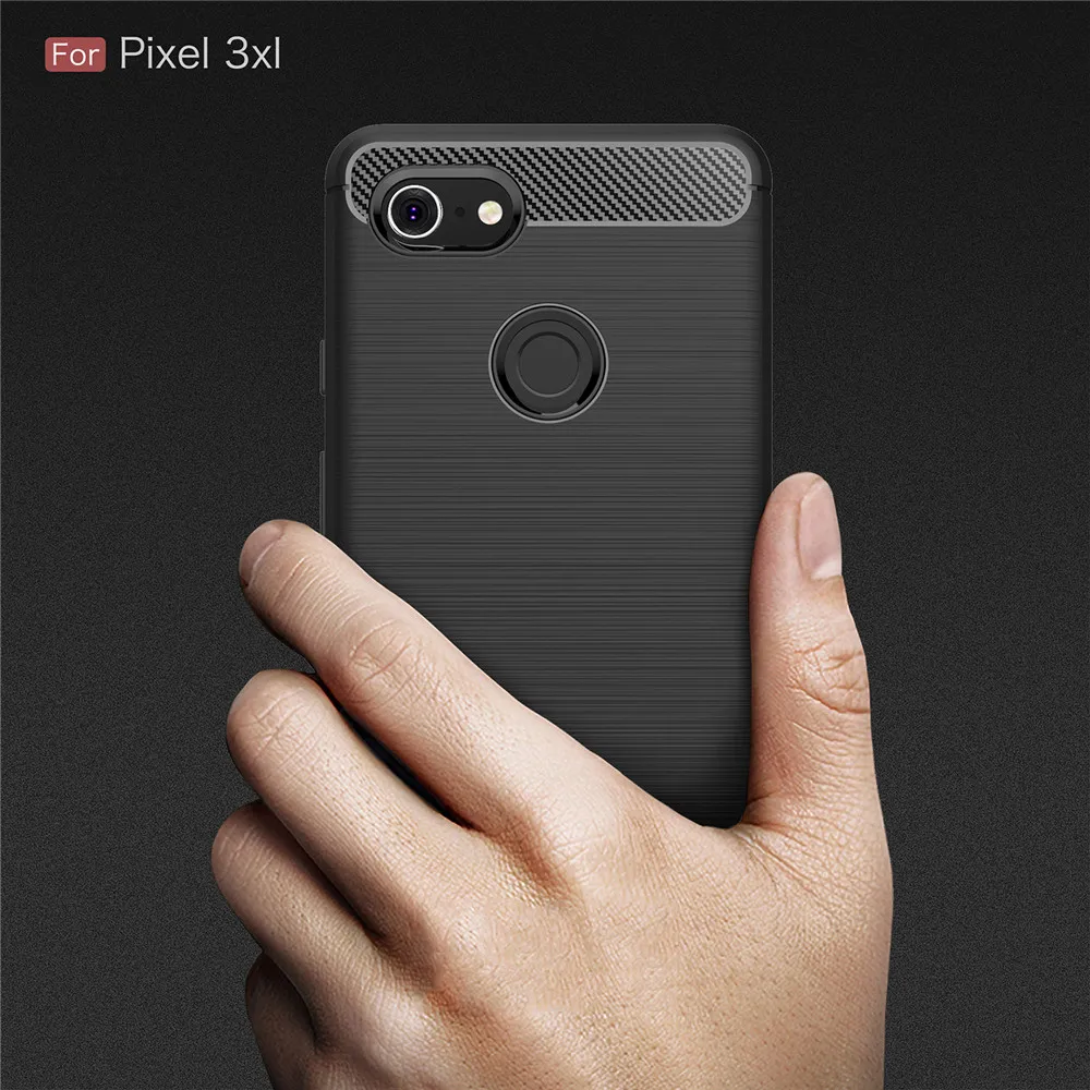 Lenuo углеродного волокна силиконовый чехол для Google Pixel 3xl ТПУ мягкой щеткой