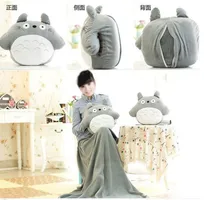 Rond Totoro poupée oreiller 33 * 38 cm, Couverture 95 * 75 cm couverture de bébé mignon jouets en peluche cadeau de noël adultes coussin