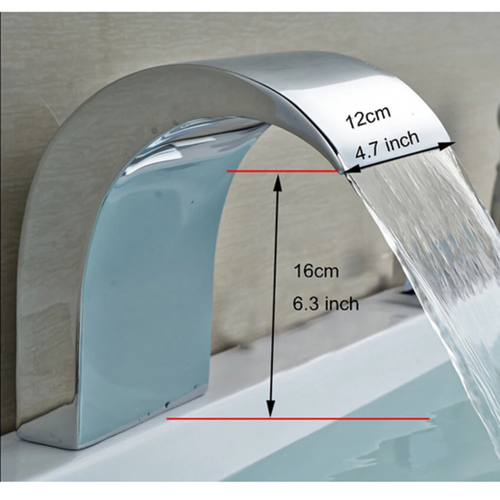 Современный Большой Водопад Носик палубное крепление хромированная отделка ванной кран Носик