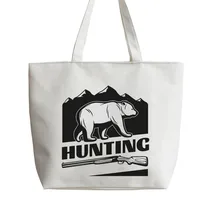 Охотничий медведь холщовые сумки сумка для покупок с персонажем из мультфильма Наплечная многоразовая сумка для покупок и продуктов GA876