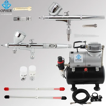 

OPHIR Pro Dual Action Airbrush Kit with Air Tank Compressor Air Brush Spray Gun for Nail Art Body Paint Model_AC090+004A+070