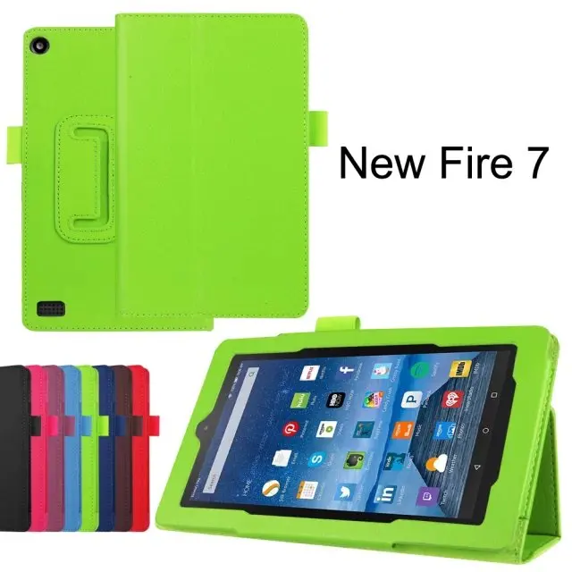 

Ultra Slim Litchi 2-Fold Folio Stand PU Leather Protector Shell Sleeve Cover Case For Amazon Kindle Fire HD7 HD 7 2015 Tablet