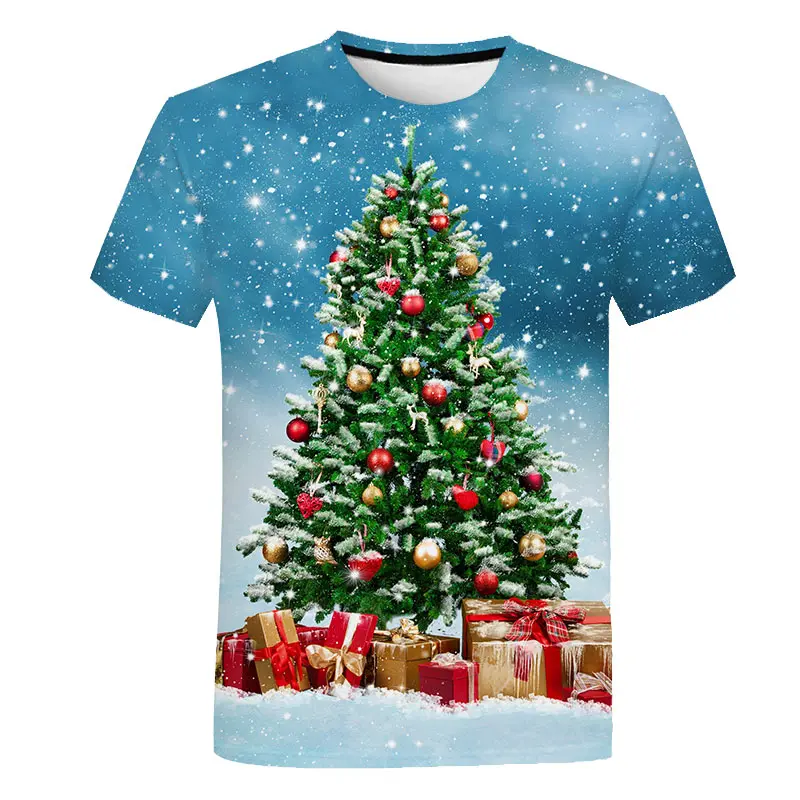 Футболка с 3d принтом рождественской елки горячая Распродажа футболка большого размера Новая модная футболка Мужская/женская летняя футболка с 3D рисунком S-6XL - Цвет: TX-454