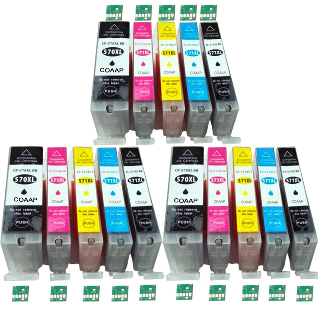 15 Ink Cartridges For Compatible Canon 570 571 Pixma Mg 5750 5751 5752 5753  6850 6851 6852 6853 7750 7751 7752 7753 - Ink Cartridges - AliExpress