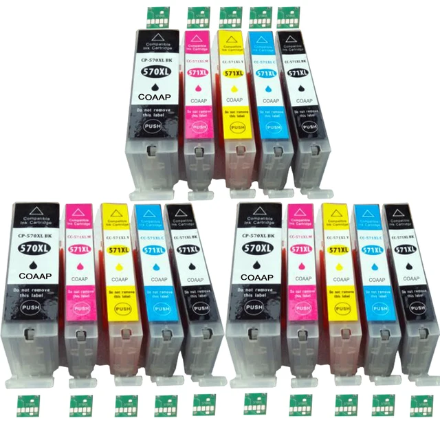 15 Ink cartridges for Compatible Canon 570 571 Pixma MG 5750 5751 5752 5753 6850 6851 6852 6853