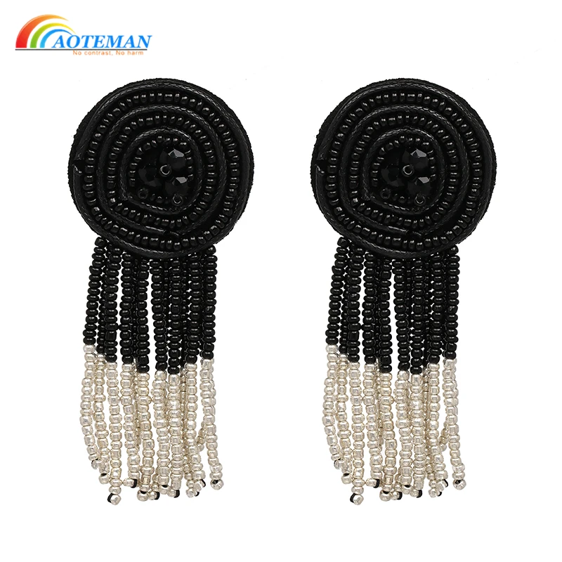 

AOTEMAN 2019 ZA NEW ARRIVAL Big long Fringe Earring For women Beads Tassel Drop Earrings Ethnic Jewelry WHOLESALE