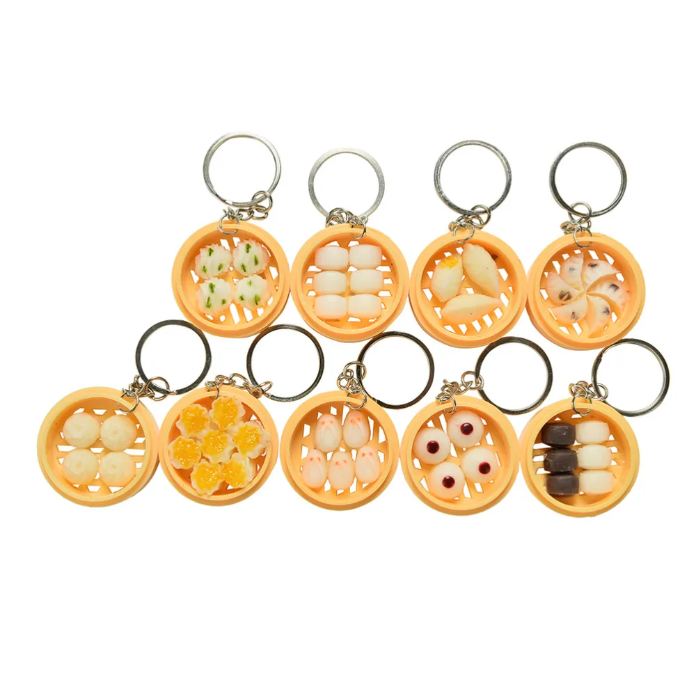 Emulation Food Keychains Multi Styles Key Chains Funny Buns Steamers