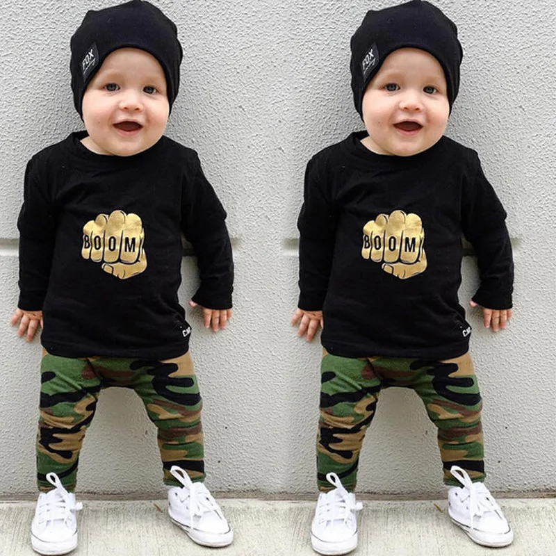 Autumn 2017 Children's Clothing Set Baby Boy Cotton Winter Children's Clothing Children's T-Shirt + Pants Set (1)