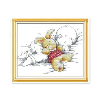 

Baby and toy cross stitch suits, sleeping baby small size needle, thread, embroidered cloth, full manual drawing needlework