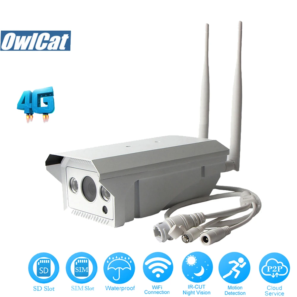 

OwlCat HD 1080P 3G 4G SIM Card Camera Wifi Outdoor Waterproof IR Remote View Video Security CCTV Camera 2.0MP SD Slot