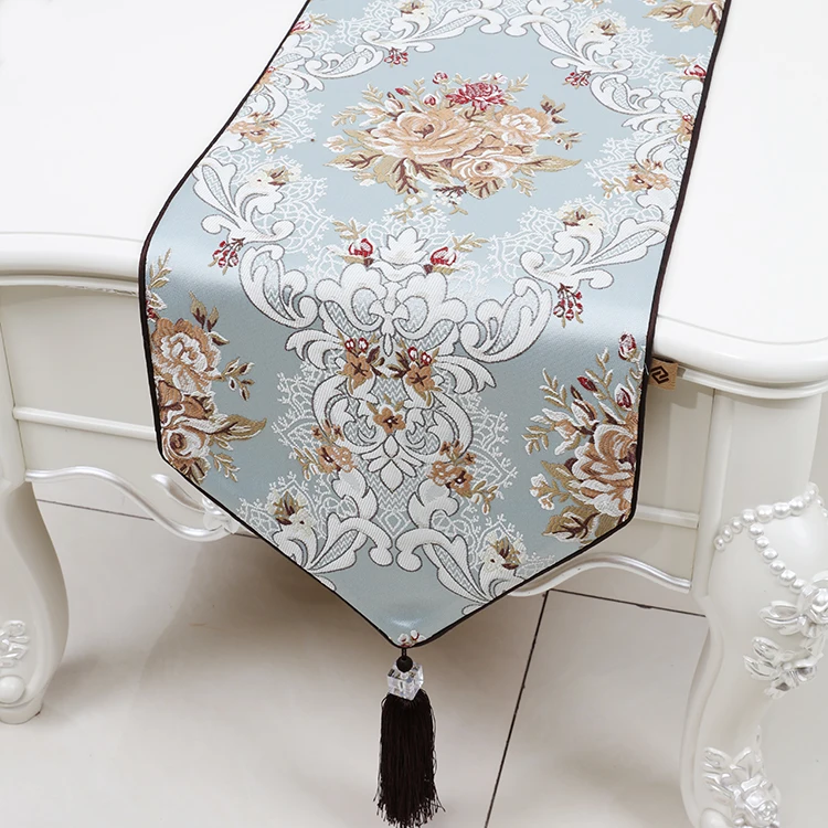 

Luxury Europe style Lengthen Table Runner High End Embossed Jacquard Table Cloth Dining Coffee Table Mats Protection Pads