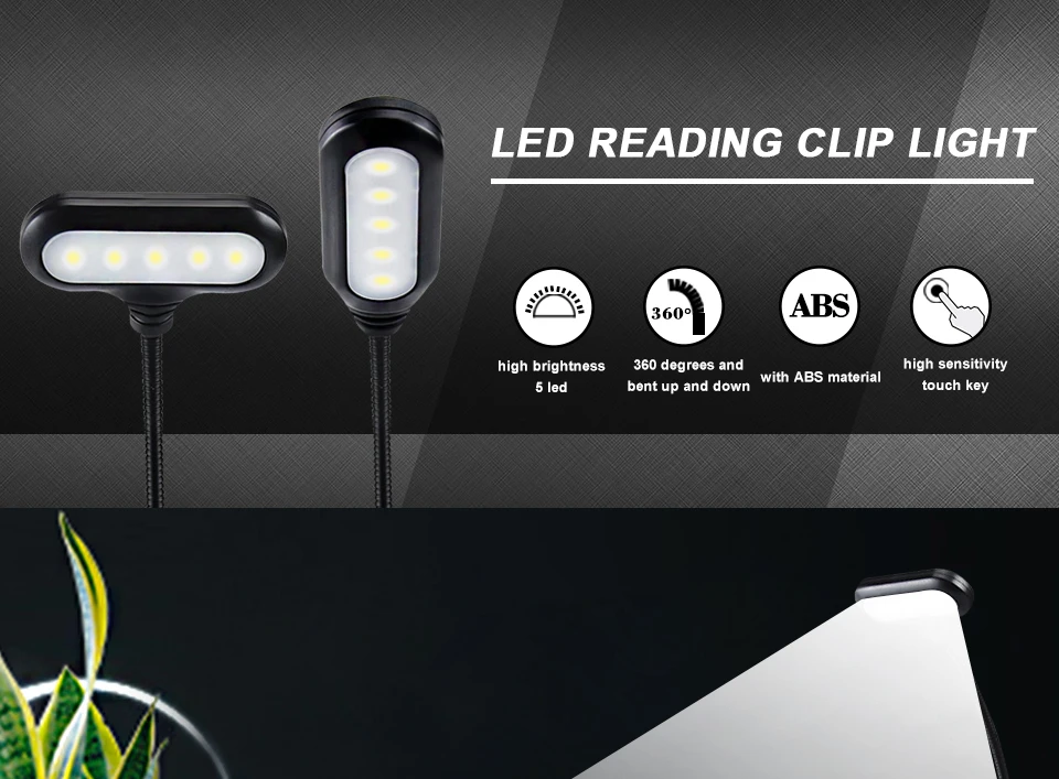 LED Book Light Reading Light Flexible Book Lamp Clip Table Desk Lamp For Notebook Laptop PC Computers (1)