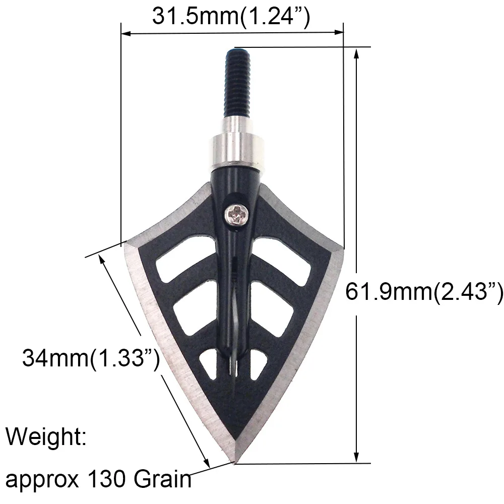 6 шт. зернистость 125 стрельба из лука 4 лезвия широкий наконечник для охоты наконечники стрел со съемным колпачком красный черный плоский край зубчатый край