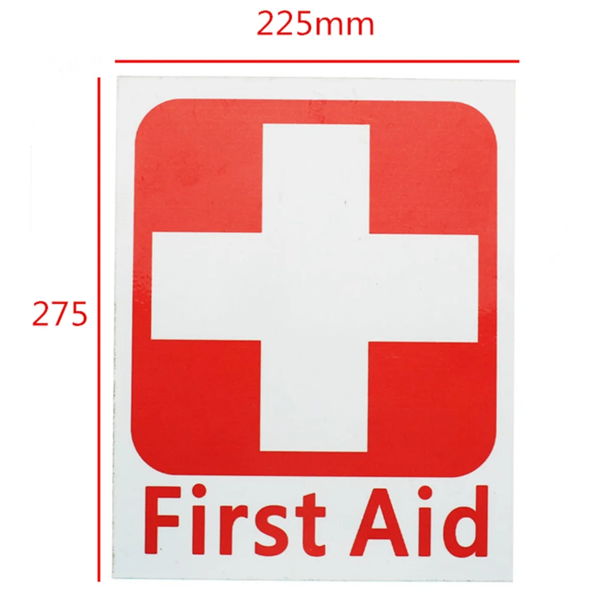 4 размера первой помощи виниловые самоклеящиеся этикетки водонепроницаемые знаки Красный Крест безопасность здоровья белый 50x63/100x125/150x175/225x275 мм - Название цвета: 225 x 275mm