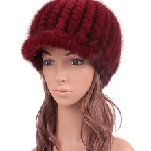 Повседневное Для женщин реального трикотажные норки Мех животных Кепки для женщин Кепки Женская зимняя обувь теплые толстые шляп Новые Модные Элегантные шляпы девушка