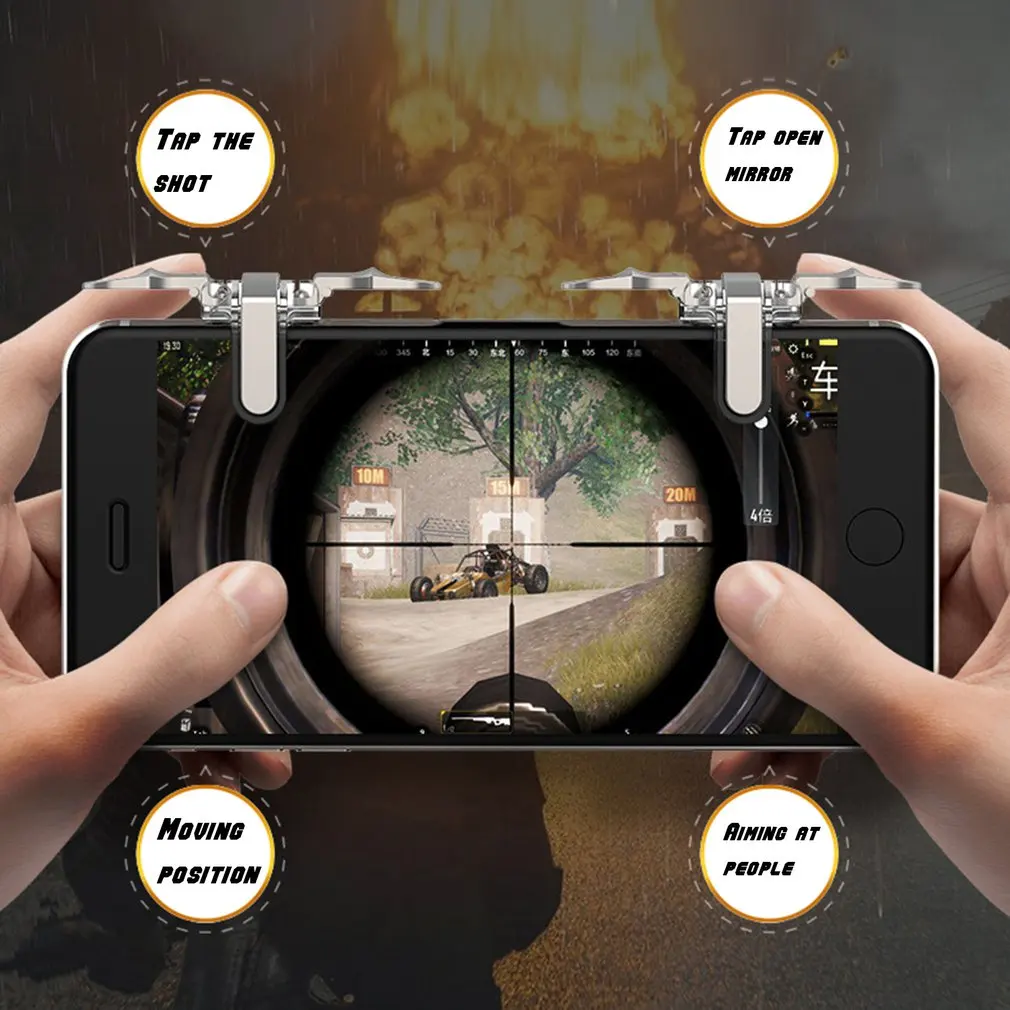 

1 Pair CS-DJ07 PUBG Mobile Game Fire Button Aim Key Smart phone Gaming Trigger L1 R1 Shooter Controller Transparent