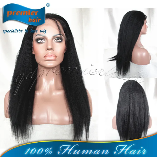 Beautiful Kinky Straight 1B# Color 10-24&quot Indian Remy Hair Lace Front Wigs For African Americans |