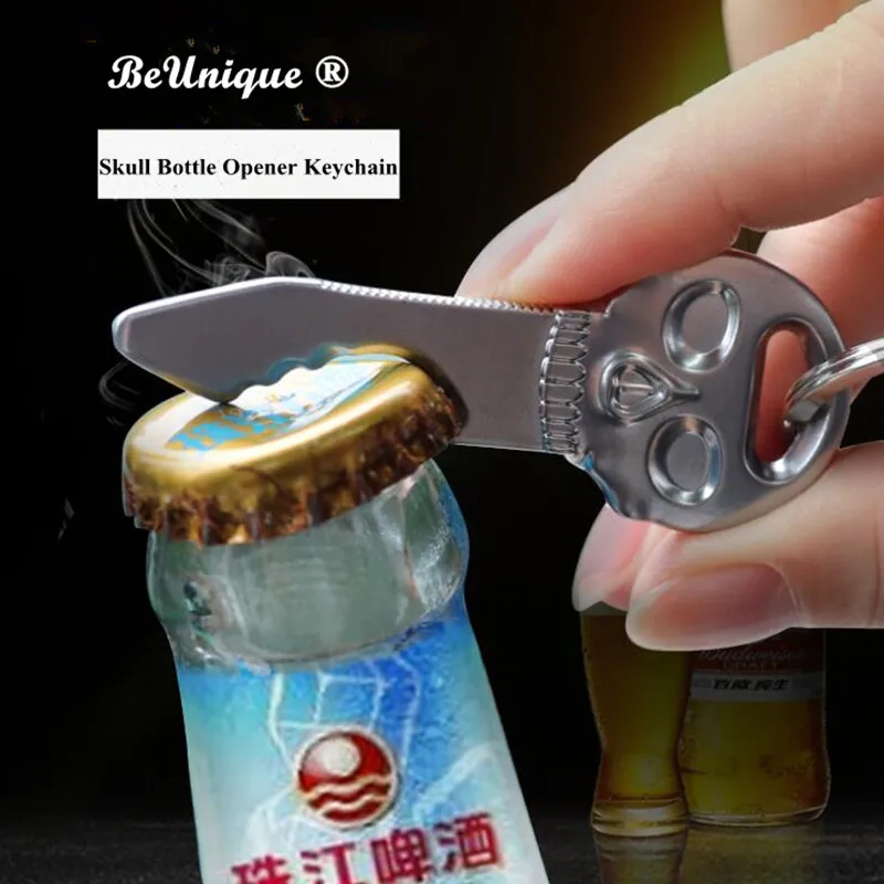 

2018 Multi-functional Skull Keychain / bottle opener / hang decorations Metal Skeleton beverage Can opener key ring Pendant