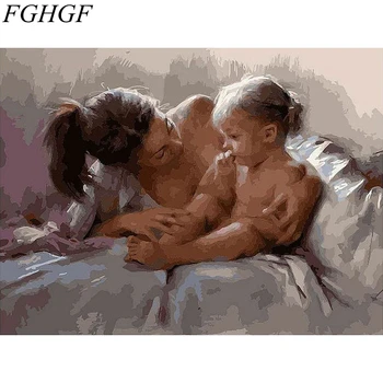 

FGHGF Frameless Mum Daughter DIY Painting By Numbers Handpainted Painting On Canvas Home Decor Wall Art Picture For Living Room