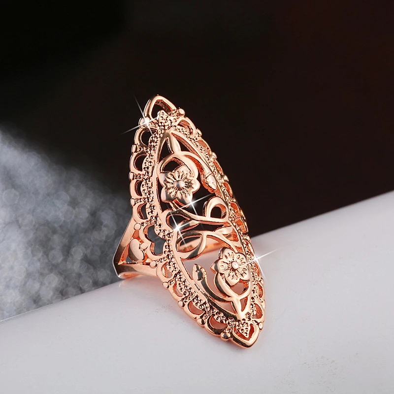 

Hot Sale 1PC Trendy Silver Rose Gold Color Classical Finger Ring for Women Fashion Wedding Gift Rings Valentine's Day Gifts